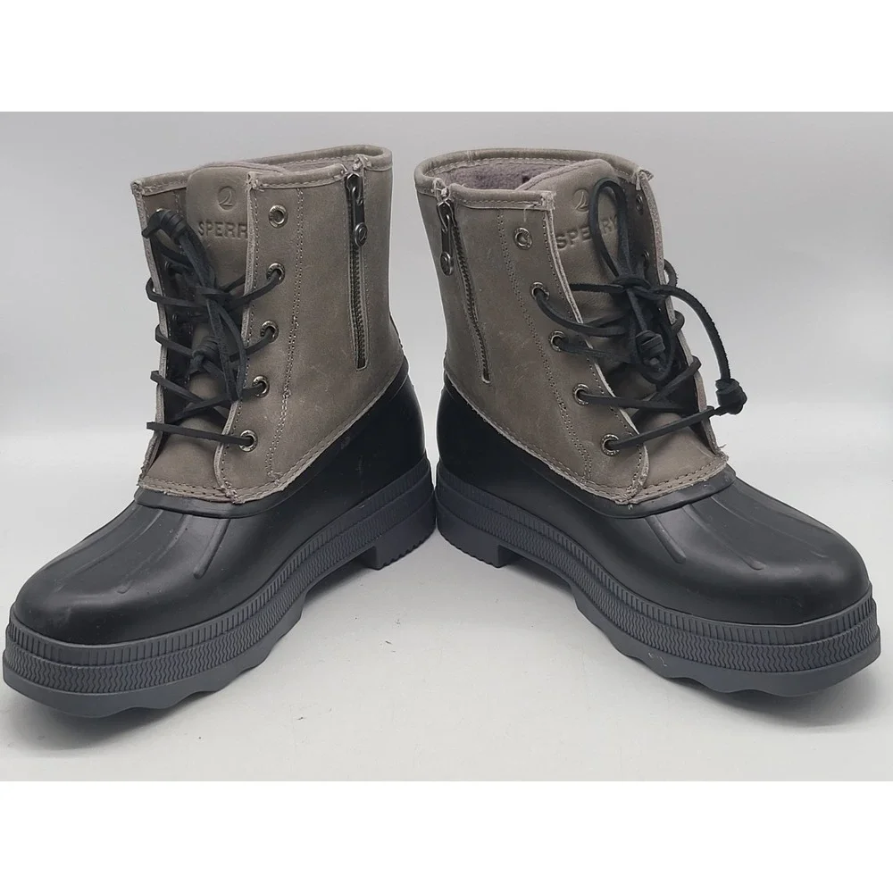 Sperry Saltwater‎ 2.0 Women's Size 8 Grey Black Leather Duck Boots STS88265